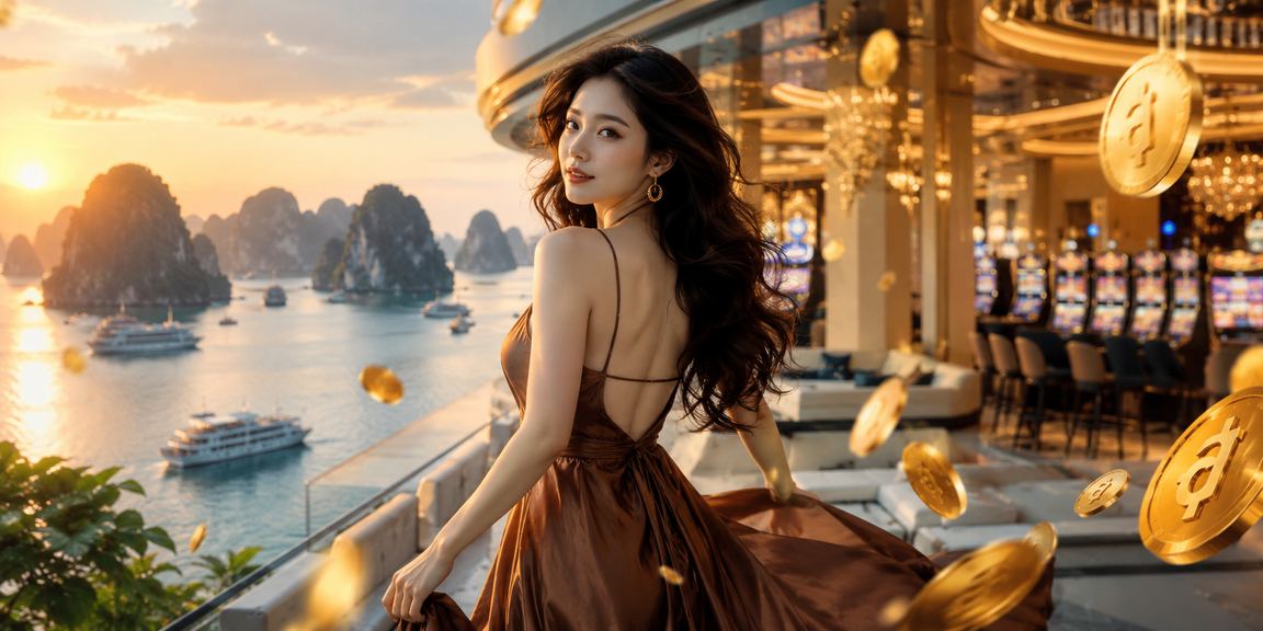 Du khách thưởng thức cà phê và theo dõi kèo casino trực tuyến tại Hạ Long Bay